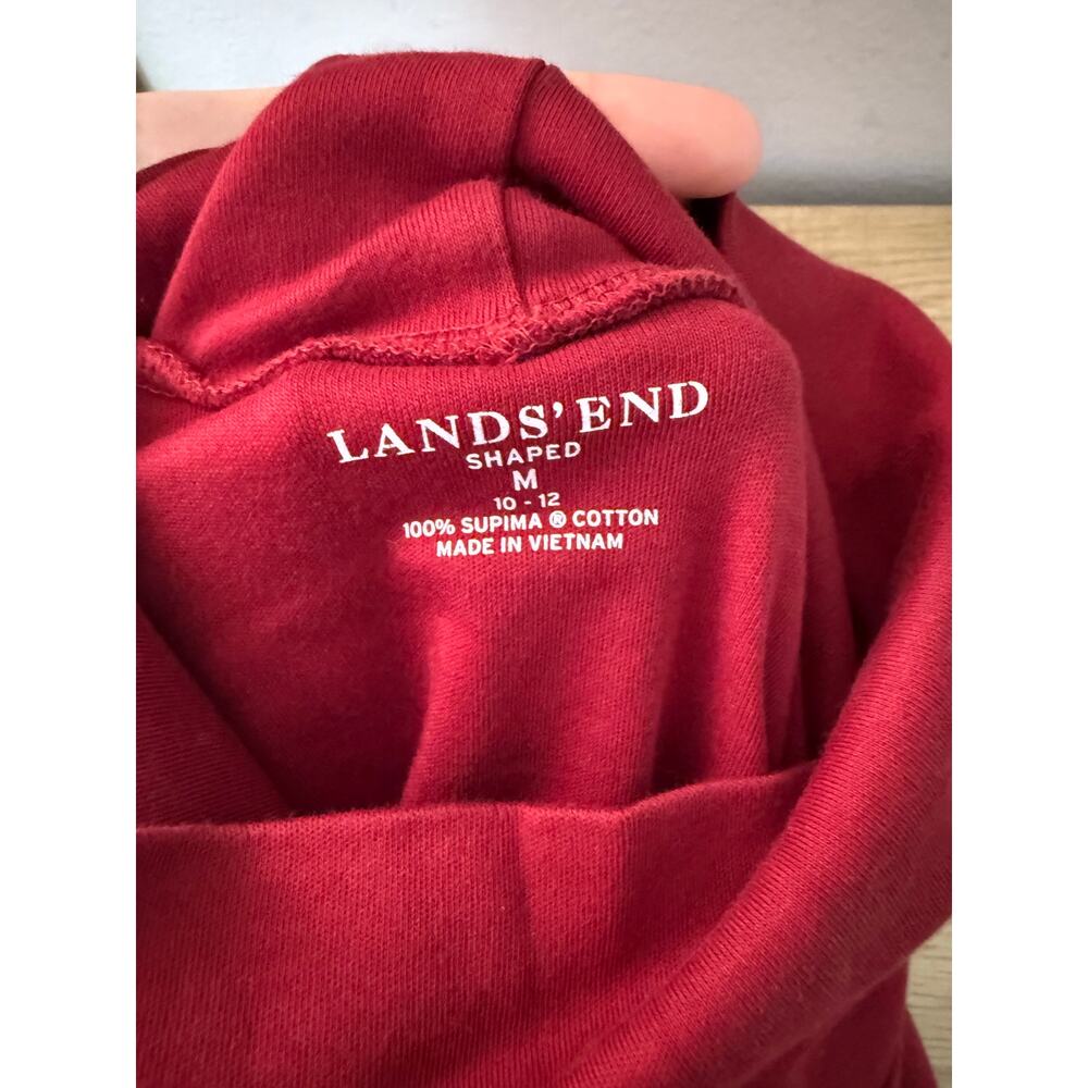 Lands End Women’s Long Sleeve Dark Red Shaped Supima Cotton M - Picture 2 of 5